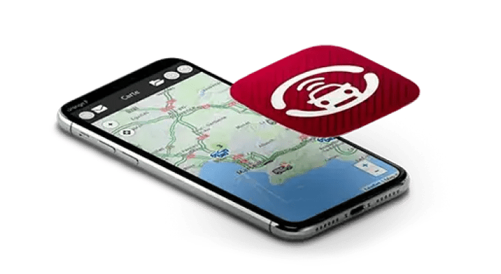 Application mobile de gestion de flotte Océan affichant une carte de suivi GPS des véhicules en temps réel.