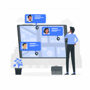 tco-gestion-flotte-suivi-couts.webp Illustration d’un conducteur avec son véhicule et une carte numérique, symbolisant le suivi du TCO et la gestion globale des coûts d’une flotte automobile.