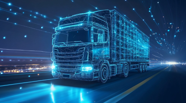 Camion connecté illustrant la transmission de données techniques via la prise FMS dans la solution O-Direct d’Océan.