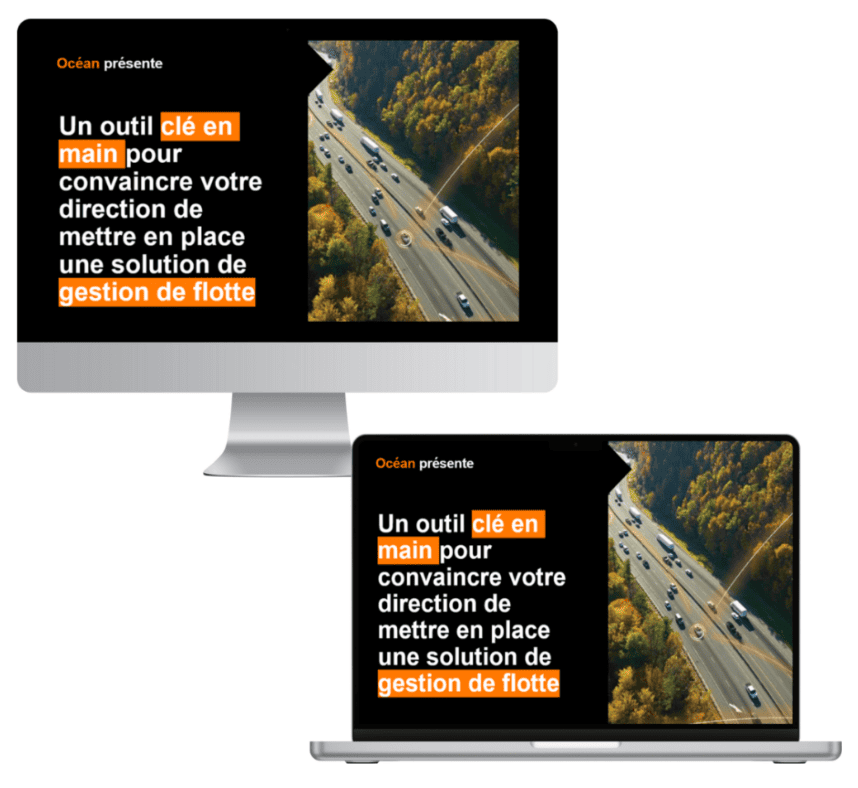 outil-cle-en-main-gestion-de-flotte-ocean.png Présentation de l’outil clé en main Océan pour la gestion de flotte, affiché sur écran d’ordinateur et ordinateur portable.