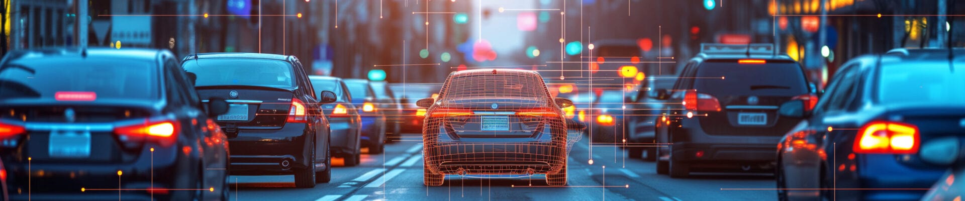 flotte-connectee-ville-mobilite-intelligente-ocean.webp Flotte de voitures connectées dans une ville, illustrant la mobilité intelligente et la gestion des données en temps réel.