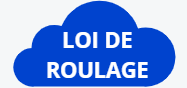 Nuage bleu avec l’inscription « Loi de roulage », représentant les règles de circulation et de kilométrage pour les véhicules professionnels.