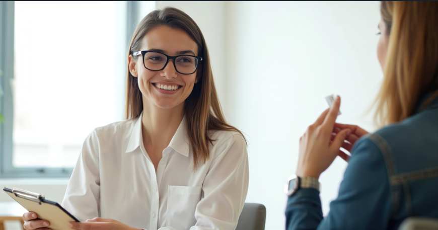 Conseillère Océan échangeant avec une cliente dans le cadre de l’accompagnement à la mise en place de la solution de gestion de flotte.