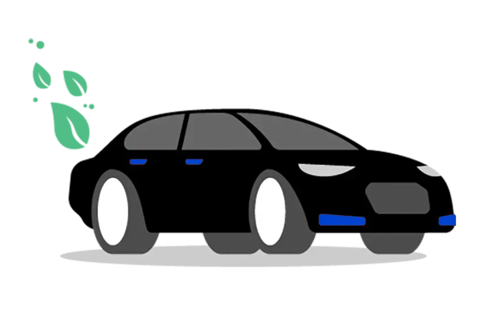transition-energetique-zfe-electrification.png Illustration d’un véhicule avec des feuilles symbolisant la transition écologique et la préparation aux Zones à Faibles Émissions.