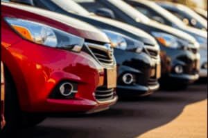Véhicules partagés alignés illustrant l’usage ponctuel d’un véhicule en autopartage en entreprise.